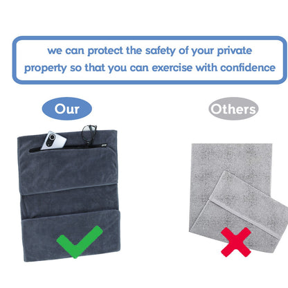 Microfiber Gym Towel with Zipper Pocket