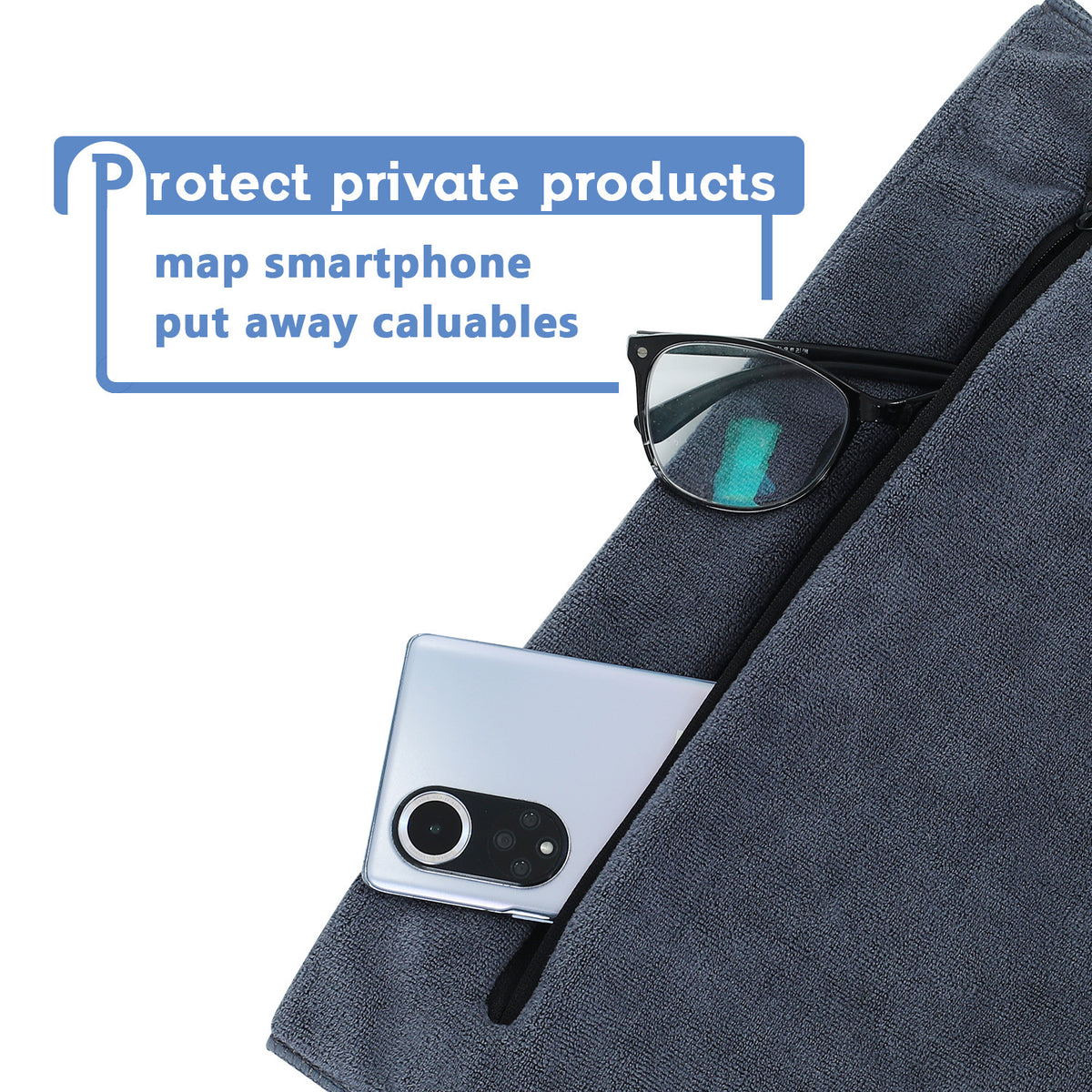 Microfiber Gym Towel with Zipper Pocket