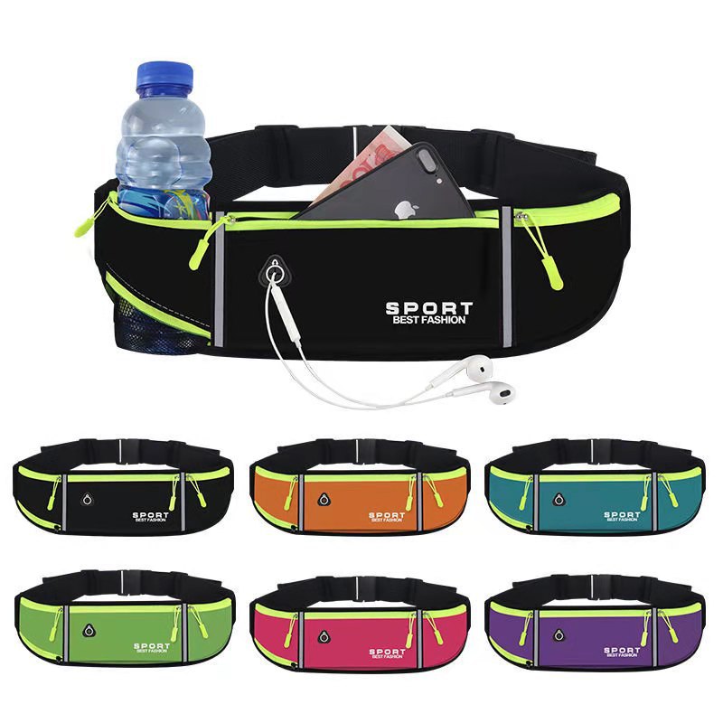 Canvas Sports Waist Bag with Water Bottle Holder